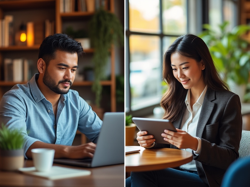 Profesionales colaborando de forma remota con herramientas digitales